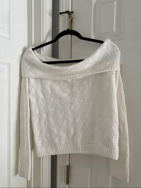 Hollister Cream Off-the-Shoulder Knit Sweater